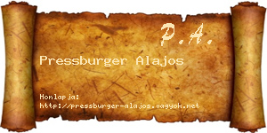 Pressburger Alajos névjegykártya